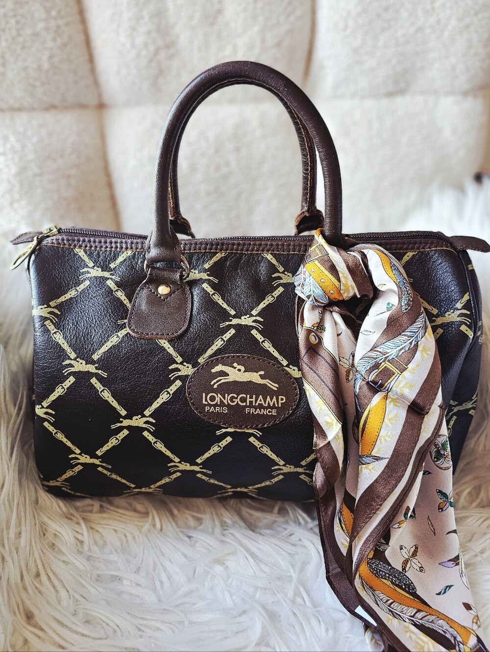 Longchamp Vintage Leather Mini Boston Bag